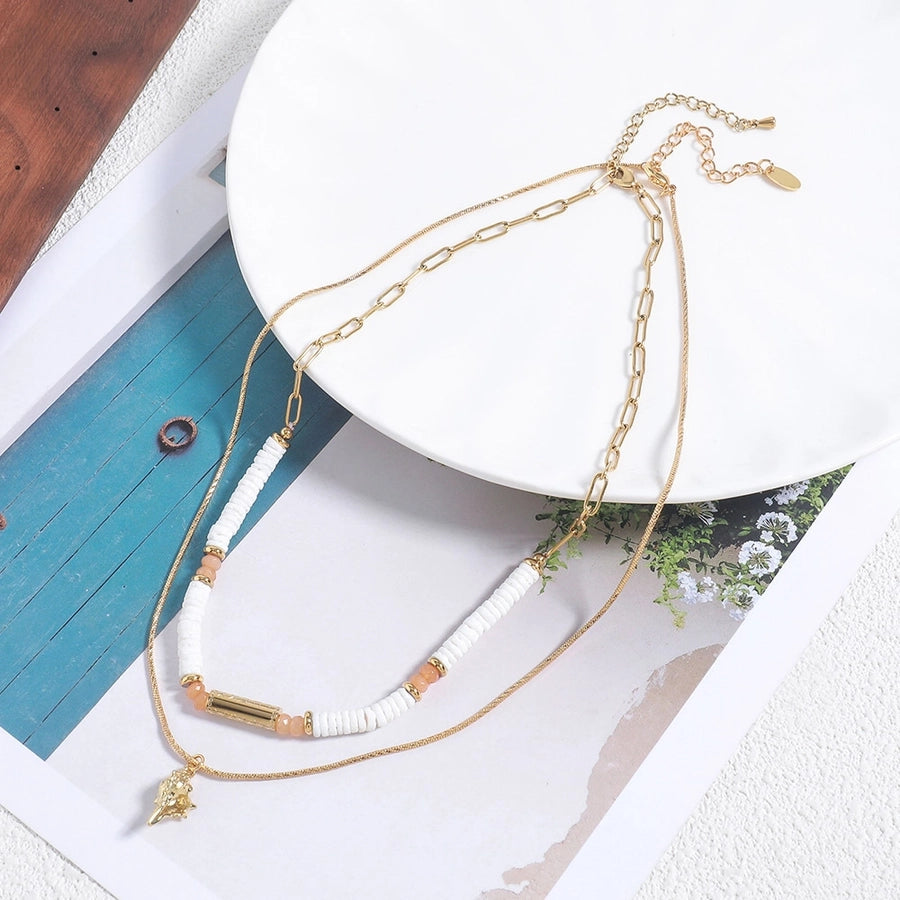 Casual Luxurious Irregular 304 Stainless Steel Shell Copper Paperclip Chain snake chain Layered Necklaces