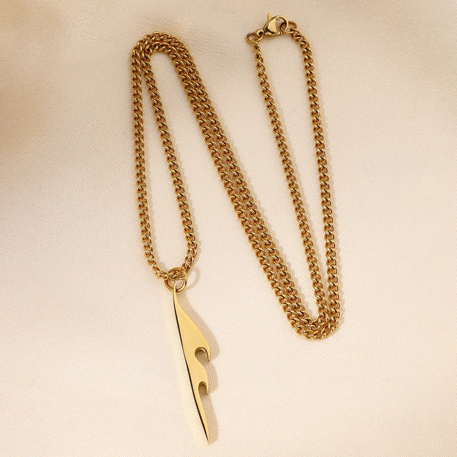 Jewelry Casual Round 304 Stainless Steel 18K Gold Plated Pendant Necklace