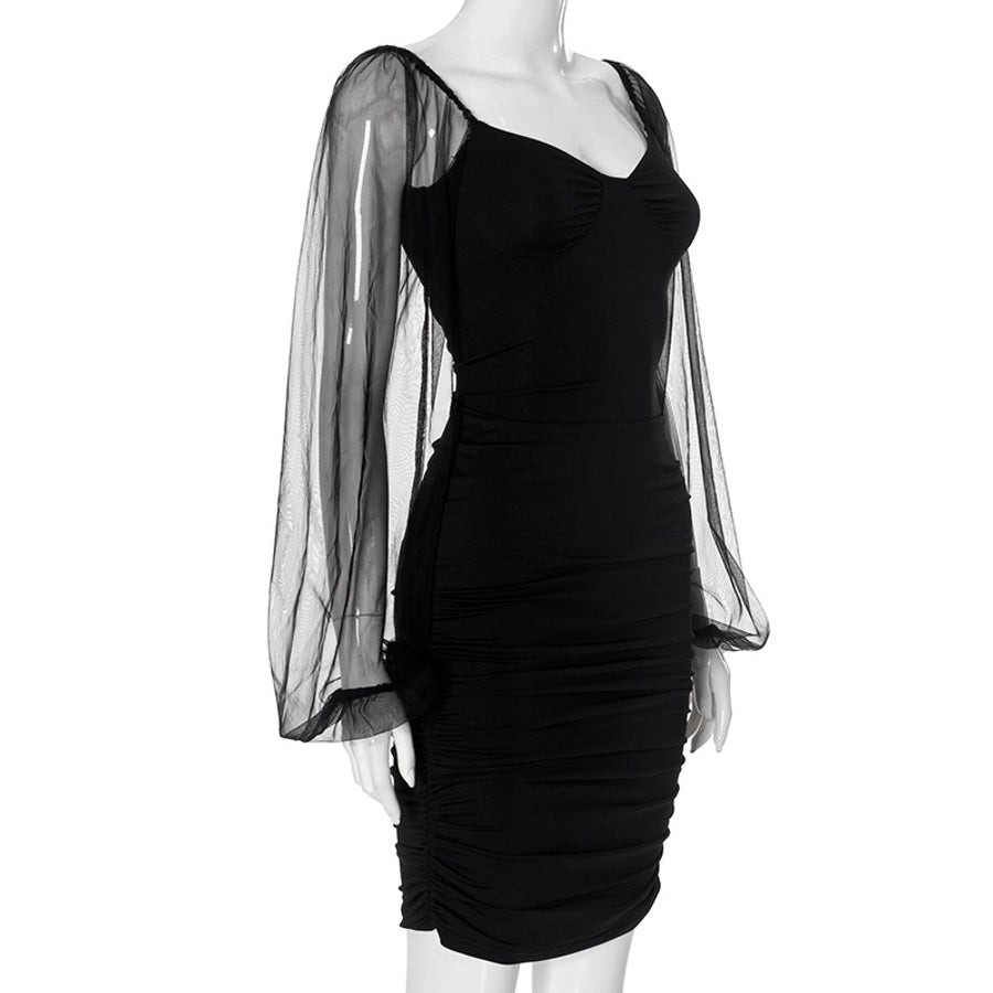 Women's Hip skirt Streetwear V Neck Long Sleeve Solid Color Knee-Length Daily