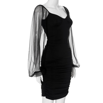 Women's Hip skirt Streetwear V Neck Long Sleeve Solid Color Knee-Length Daily