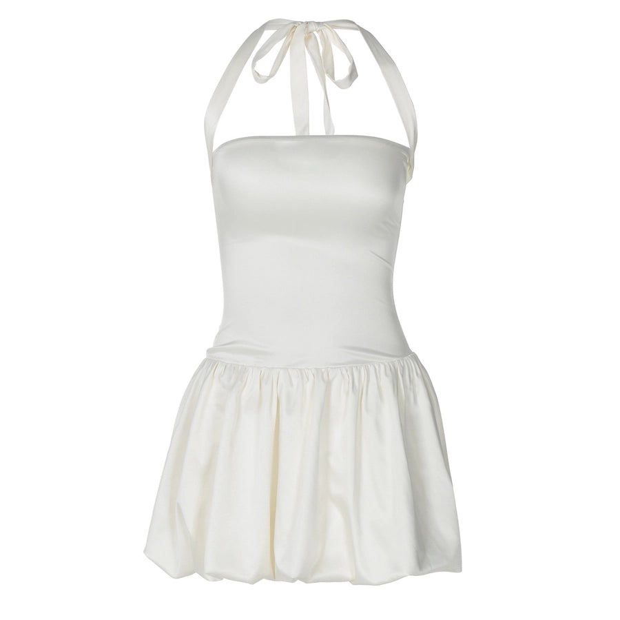 Women's Sheath Dress Sexy Halter Neck Backless Sleeveless Solid Color Short Mini Dress Banquet