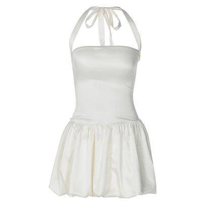 Women's Sheath Dress Sexy Halter Neck Backless Sleeveless Solid Color Short Mini Dress Banquet