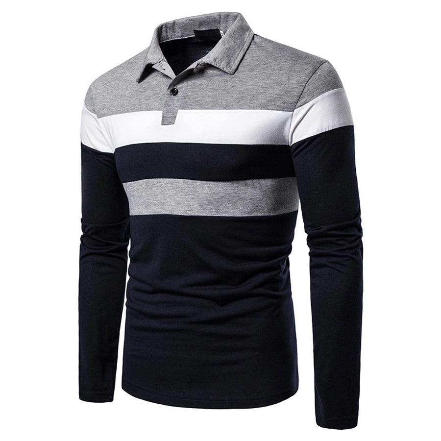 Men's long-sleeved  shirt 3 color stitching T-shirt  new  casual fashion  T-shirt fashion