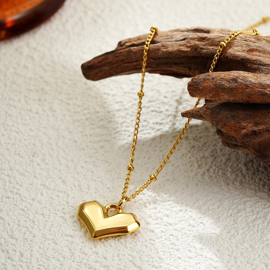 Jewelry Romantic Solid Color Heart Shape 304 Stainless Steel Pendant Necklace