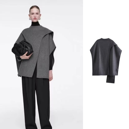 Women's Elegant Solid Color Asymmetrical Coat