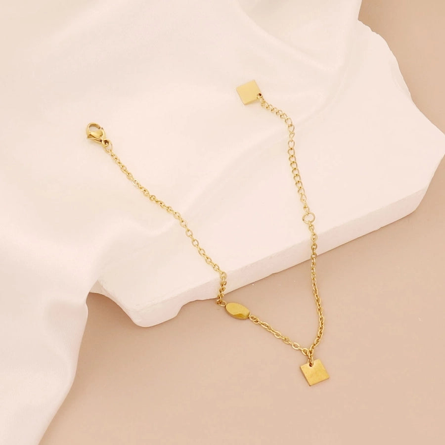 Simple Style Square Heart Shape Butterfly 304 Stainless Steel 316 Stainless Steel  cable chain box chain snake chain Bracelets In Bulk Stainless Steel Bracelets