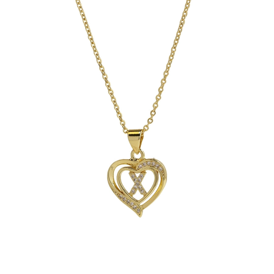 Brass cable chain Plating Letter Heart Shape Pendant Necklace