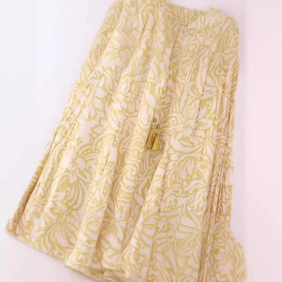 Summer Simple Style Flower Polyester Midi Dress Skirts