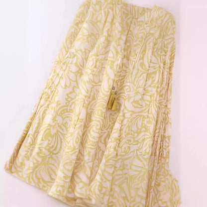 Summer Simple Style Flower Polyester Midi Dress Skirts