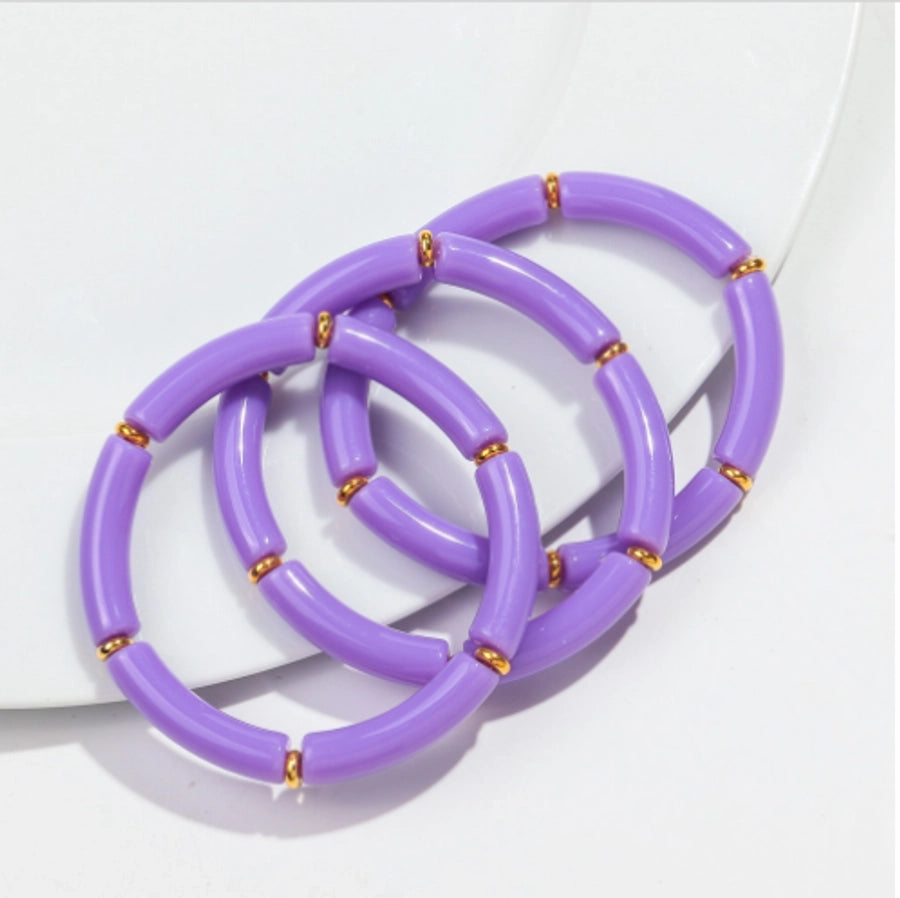 Simple Style Solid Color Arylic Copper Beaded Bracelets