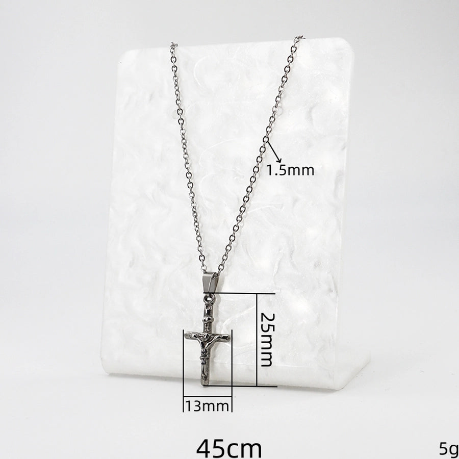 Jewelry Casual Vintage Style Cross 304 Stainless Steel Handmade Pendant Necklace