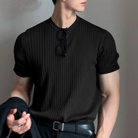 Men's Solid Color Simple Style Round Neck Short Sleeve Loose Men's T-shirt
