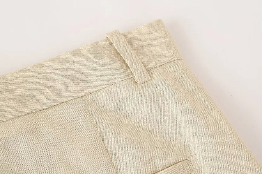Business Women's British Style Solid Color Polyester Button Pants Sets Pants Sets