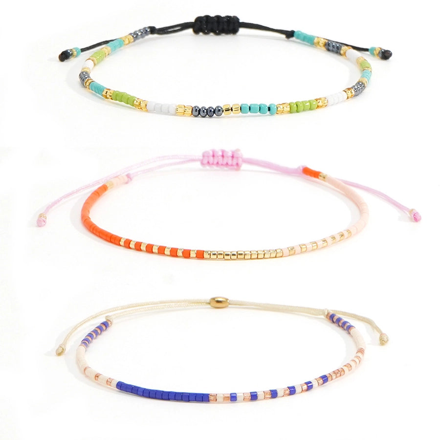 Bohemian Round Seed Bead Wax line Copper  Beaded Bracelets