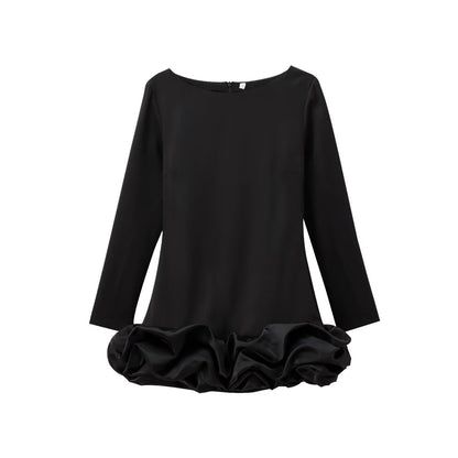 Women's Sheath Dress Elegant Sexy Round Neck Long Sleeve Solid Color Short Mini Dress Holiday Daily