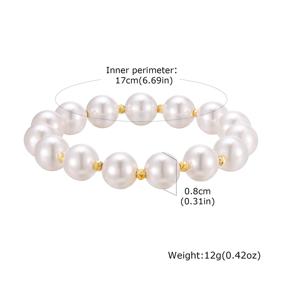 IG Style Geometric 18K Gold Plated Artificial Pearl Copper Beaded Chain Beaded Bracelets