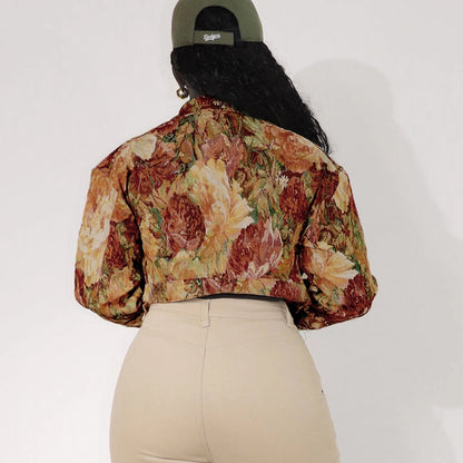 Women's Streetwear Flower Single Breasted Coat