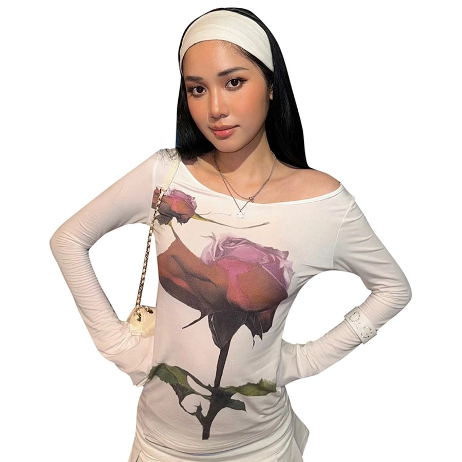 Women's T-shirt Long Sleeve T-Shirts Vacation Simple Style Flower