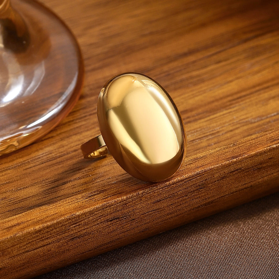 Jewelry Classical Exaggerated Simple Style Devil's Eye Oval Watermelon 316L Stainless Steel  Resin Adjustable Ring