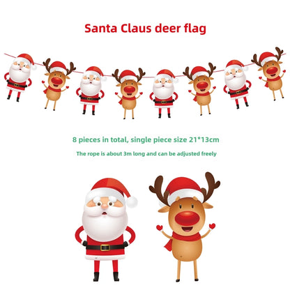 Christmas Paper Flag Christmas Window Hotel Scene Decoration Flag  Santa Claus Flag