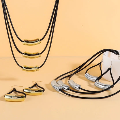 Retro Punk Geometric Arylic rope Woven Chain Layered Necklaces