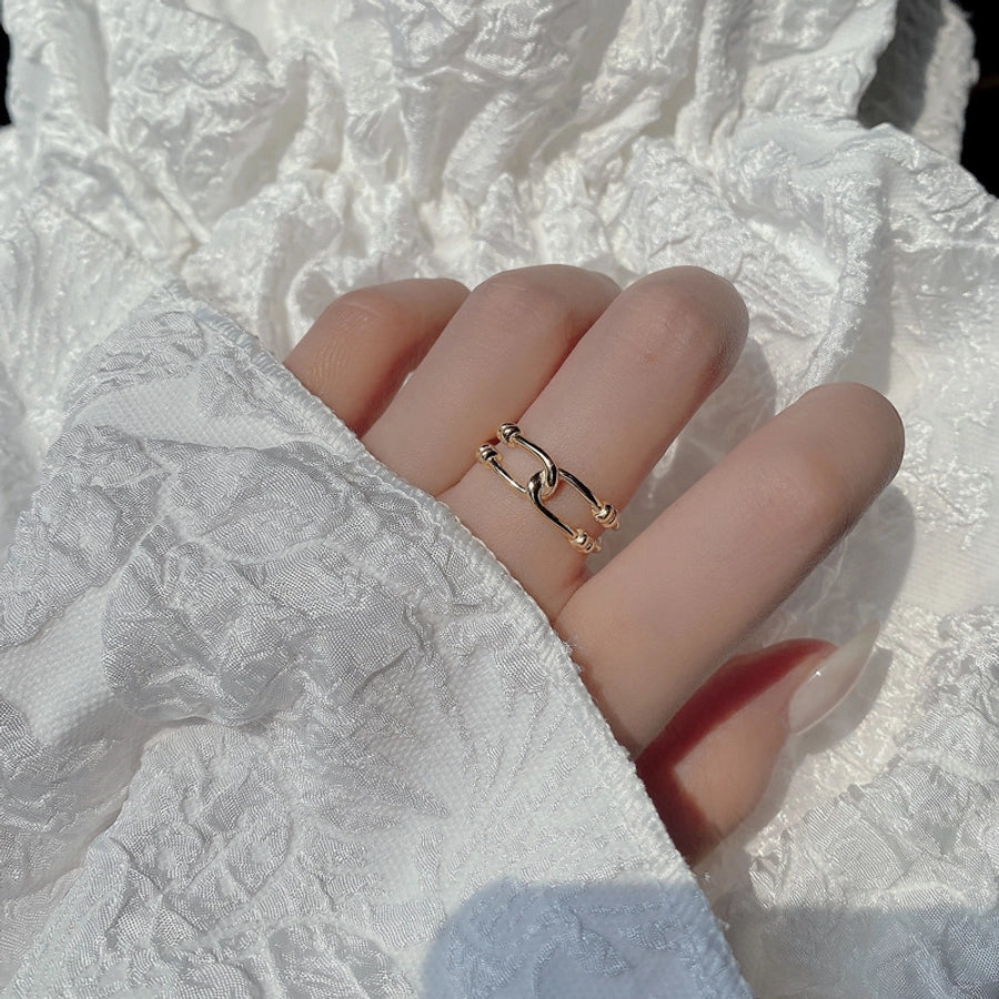 925 Sterling Silver Geometric Adjustable Ring