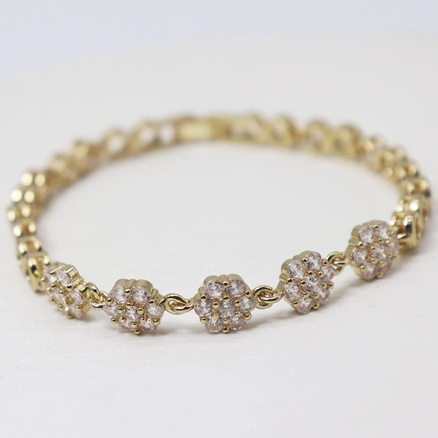 Copper  Heart Shape Flower Zircon Bracelets