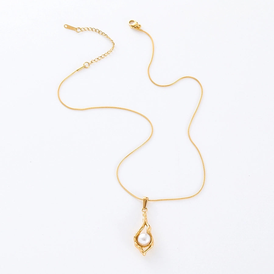 Jewelry Casual Elegant Classic Style Oval Water Droplets 304 Stainless Steel Pendant Necklace