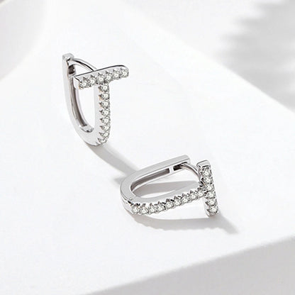 New s925 sterling silver earrings women's Korean-style diamond-embedded gold-plated   internet celebrity earrings simple ear buckle live broadcast