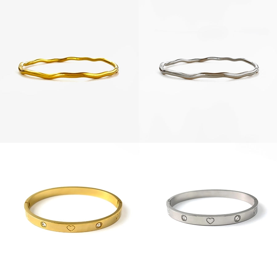 IG Style Nordic Style Luxurious Geometric 316L Stainless Steel  18K Gold Plated Zircon Bangle In Bulk Stainless Steel Bracelets