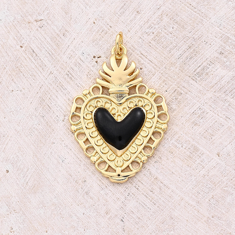 1 Pc/Package 18x12.5mm 18x6mm Hole 3~3.9mm Copper 18K Gold Plated Heart Shape Polished Pendant Jewelry Accessories