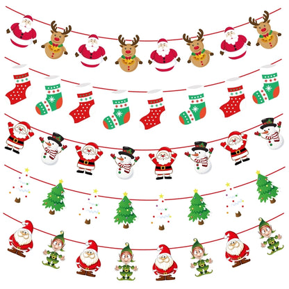 Christmas Paper Flag Christmas Window Hotel Scene Decoration Flag  Santa Claus Flag