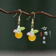Silver Ear Hook: Thinking about Things Orange Earrings