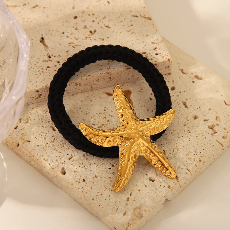 Women's IG Style French Style Beach Starfish 304 Stainless Steel Elastic Band Hair Tie