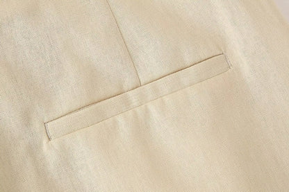Business Women's British Style Solid Color Polyester Button Pants Sets Pants Sets