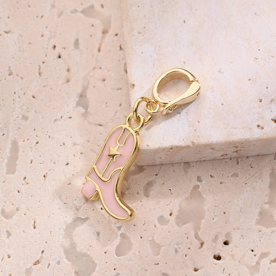 1 Pc/Package 16x16mm 17.5x11.5mm 23x14mm 5.5x4mm Copper Zircon 18K Gold Plated Rainbow Key Shoe Polished Pendant Jewelry Accessories