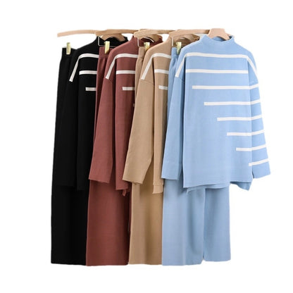 Holiday Daily Women's Vacation Simple Style Stripe Polyester Pants Sets Pants Sets