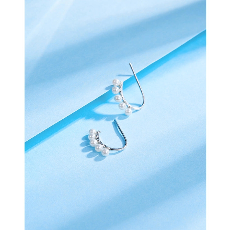 1 Pair 925 Sterling Silver Artificial Pearls 925 Sterling Silver Earrings Geometric Ear Studs