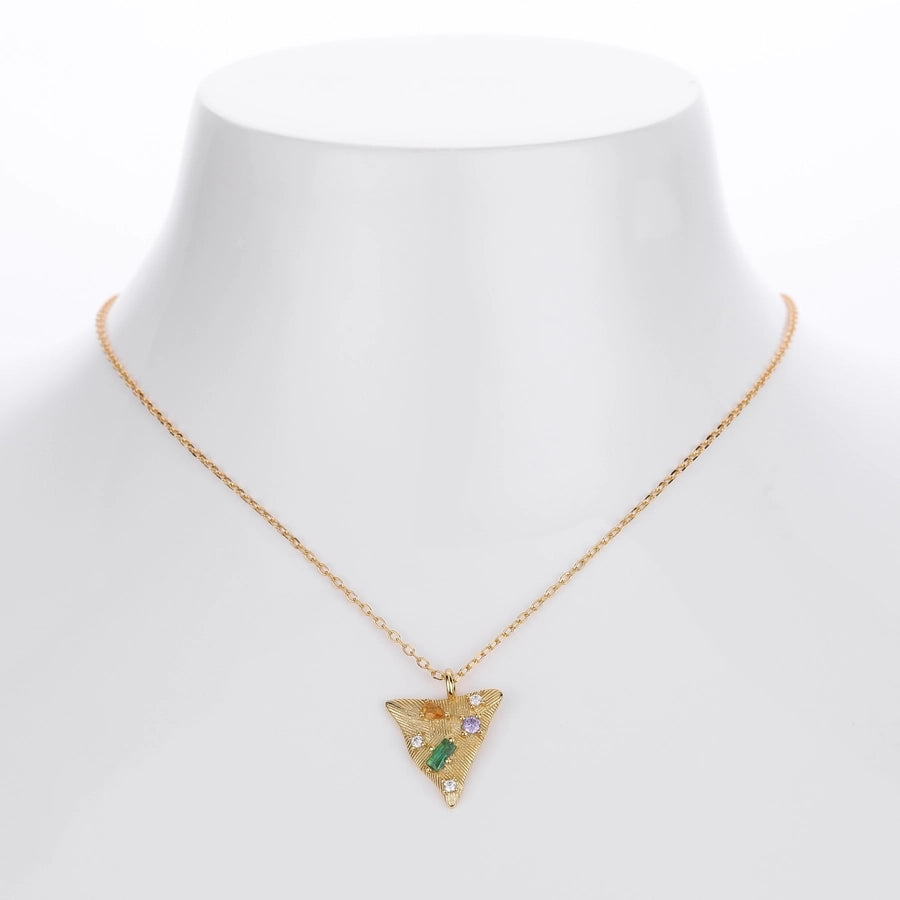 925 Sterling Silver Rack Plated Plated Long-Lasting Plated Zircon cable chain Inlay Triangle Pendant Necklace