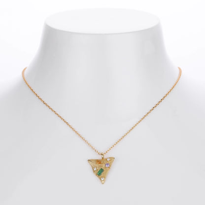 925 Sterling Silver Rack Plated Plated Long-Lasting Plated Zircon cable chain Inlay Triangle Pendant Necklace