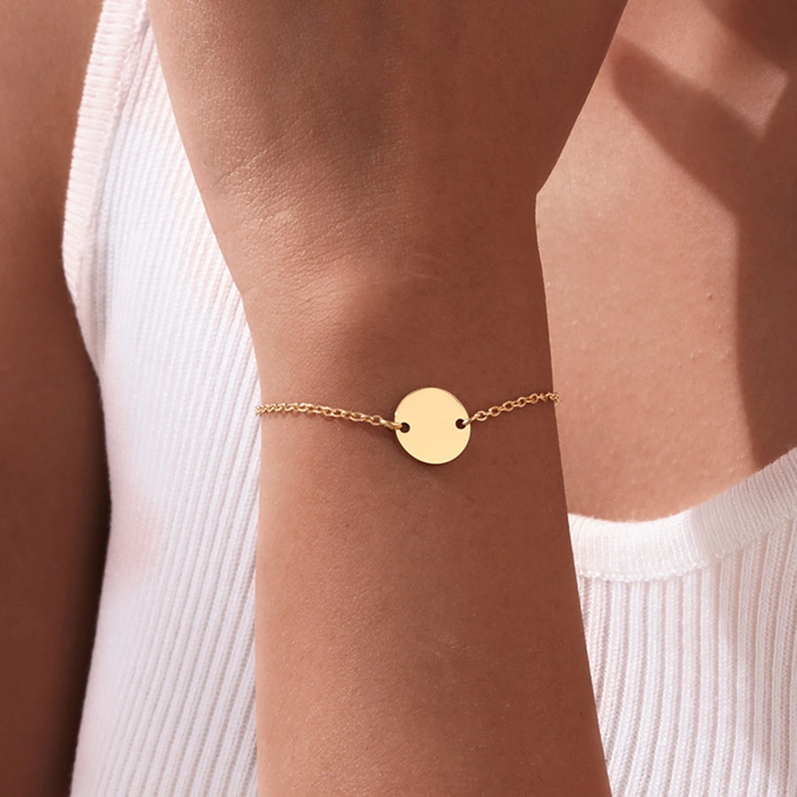 Vacation Classic Style Round 304 Stainless Steel 18K Gold Plated cable chain Bracelets In Bulk Stainless Steel Bracelets