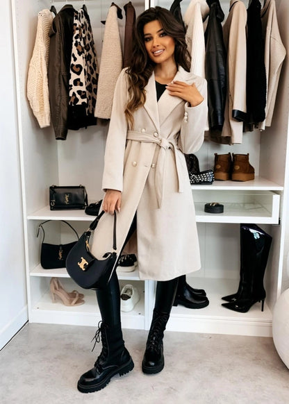 Women's Vacation Simple Style Solid Color Double Breasted Woolen Coat
