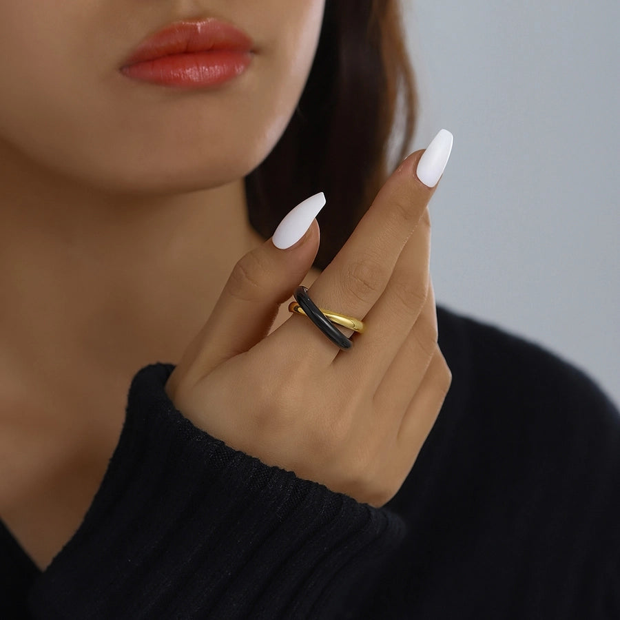 Jewelry Classical Exaggerated Simple Style Devil's Eye Oval Watermelon 316L Stainless Steel  Resin Adjustable Ring