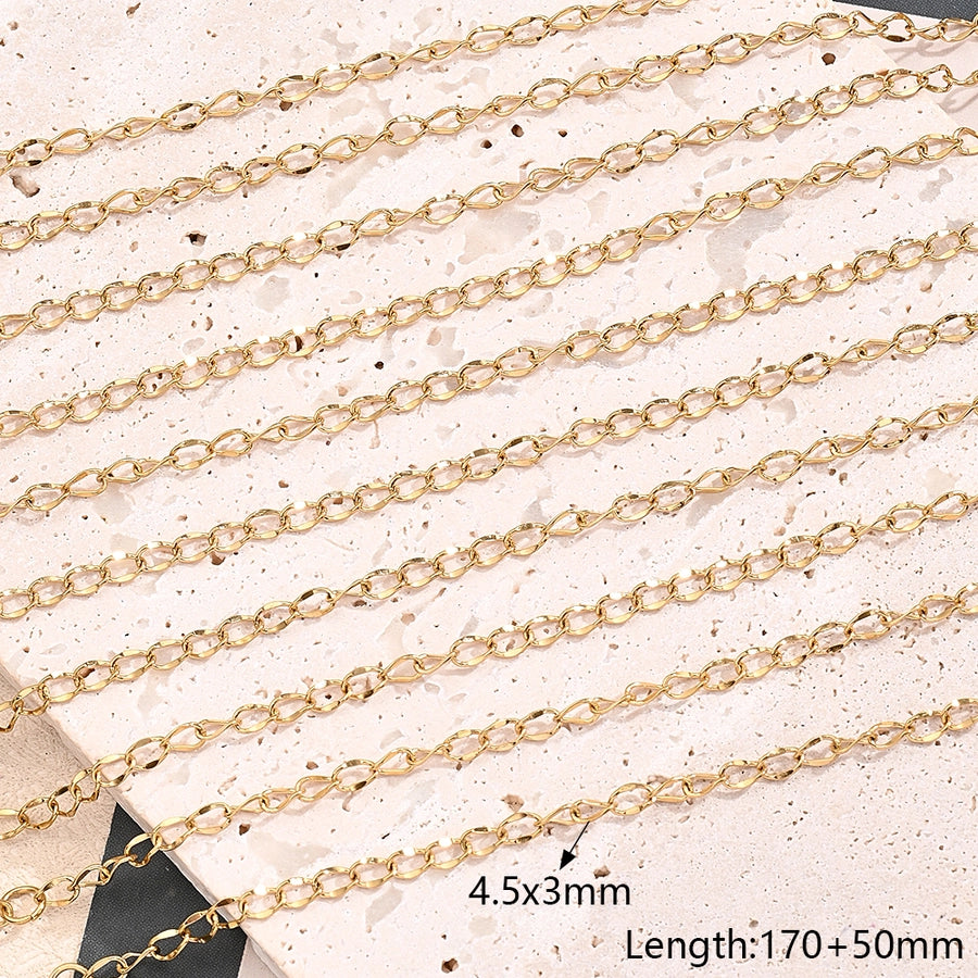 10 Strands/Package 304 Stainless Steel 18K Gold Plated cable chain snake chain figaro chain Polished Length: 170 50mm Length: 190 50mm Length:230+50mm Jewelry Accessories