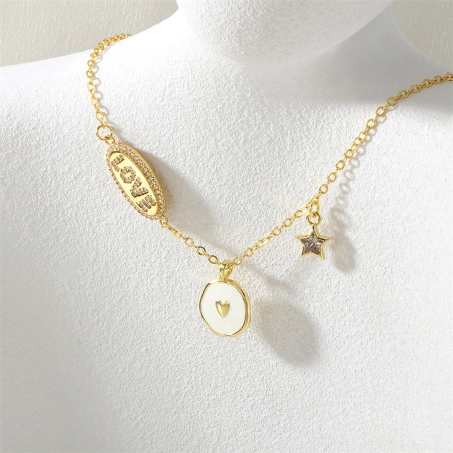 Jewelry IG Style Letter Star Copper Enamel Necklace