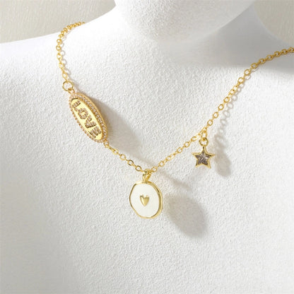 Jewelry IG Style Letter Star Copper Enamel Necklace