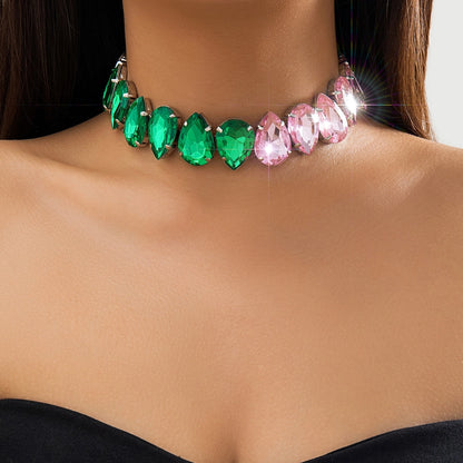 Glam Exaggerated Geometric Water Droplets Rhinestones Rhinestone Iron Tennis Chain Choker