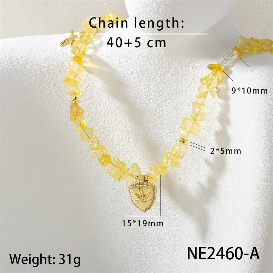 IG Style Maple Leaf Starfish Stone Copper Beaded Chain Beaded Necklaces