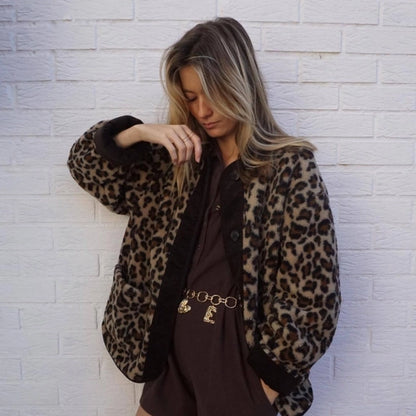 Women's Casual Elegant Leopard Single Breasted Coat