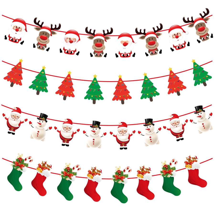Christmas Paper Flag Christmas Window Hotel Scene Decoration Flag  Santa Claus Flag